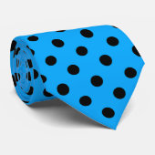 Blue and Black Polka Dots Krawatte (Gerollt)