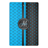 Blue and Black Polka Dots - Monogramm Mini Klemmbrett (Rückseite)