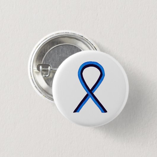 Blue and Black Ribbon Awareness Custom Buttons (Vorne & Hinten)