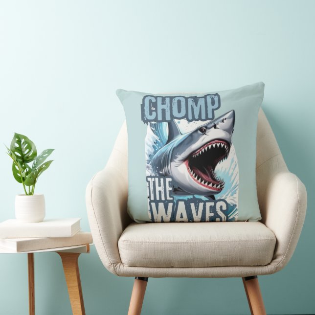 Blue and Black Shark Wavebreaker Graffiti Art Kissen (Stuhl )