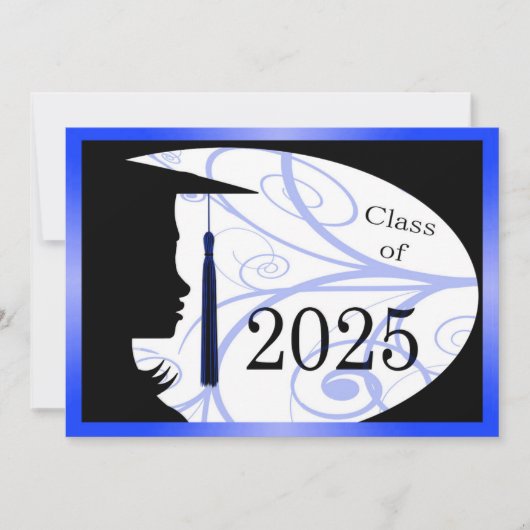 Blue and Black Silhouette 2025 Card Einladung (Vorderseite)