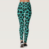 Blue And Black Spots Pattern Safari Leopard Print Leggings (Rückseite)