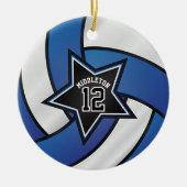 Blue and Black Star Volleyball 🏐 Keramik Ornament (Vorne)