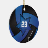 Blue and Black Star Volleyball Keramik Ornament (Rechts)