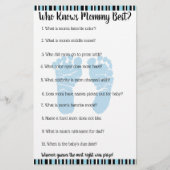 Blue and Black Stripe Boy Baby Duschspiele Flyer (Hinten)