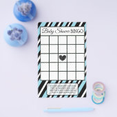 Blue and Black Stripe Boy Baby Duschspiele Flyer (Einzeln)