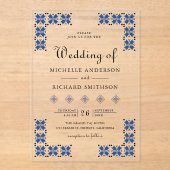 Blue and Black Ukrainian Embroidery Wedding Acryleinladungen (Vorderseite)