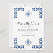 Blue and Black Ukrainian Embroidery Wedding Save The Date (Vorderseite)