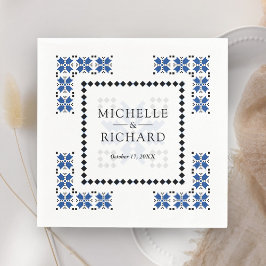 Blue and Black Ukrainian Embroidery Wedding Serviette