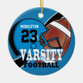 Blue and Black Varsity Football Keramik Ornament (Vorne)