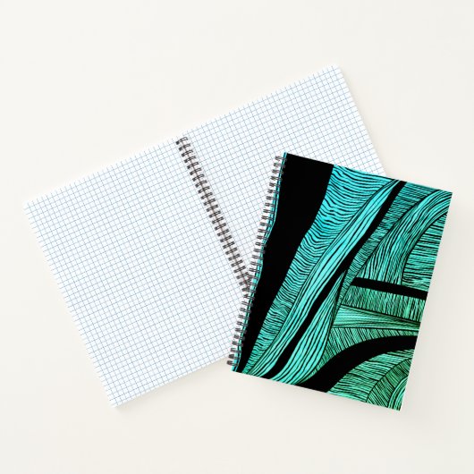 Blue and Black Wave Merge Spirale Notebook Notizblock (Innenseite)