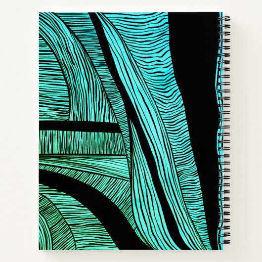 Blue and Black Wave Merge Spirale Notebook Notizblock (Rückseite)