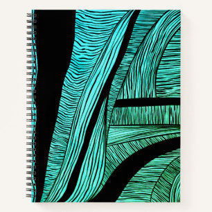Blue and Black Wave Merge Spirale Notebook Notizblock