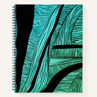 Blue and Black Wave Merge Spirale Notebook Notizblock