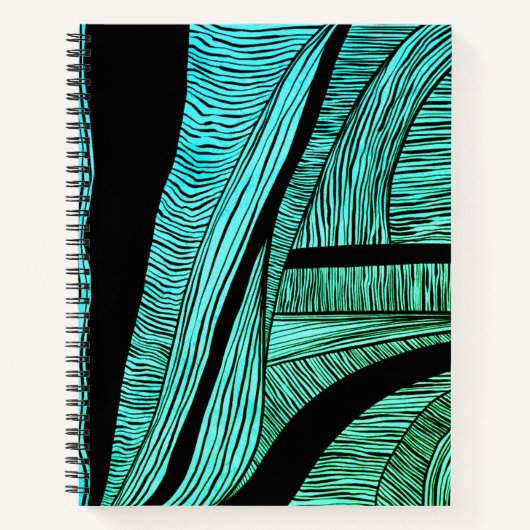Blue and Black Wave Merge Spirale Notebook Notizblock (Vorderseite)