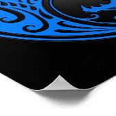 Blue and Black Yin Yang Dragons Poster (Ecke)