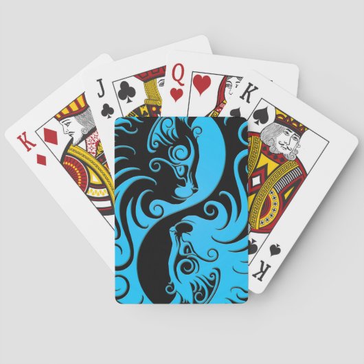 Blue and Black Yin Yang Kittens Spielkarten (Rückseite)