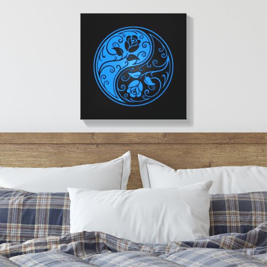 Blue and Black Yin Yang Rose Leinwanddruck (Insitu (Schlafzimmer))