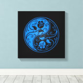 Blue and Black Yin Yang Rose Leinwanddruck (Insitu (Holzboden))