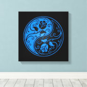 Blue and Black Yin Yang Rose Leinwanddruck (Insitu (Holzboden))