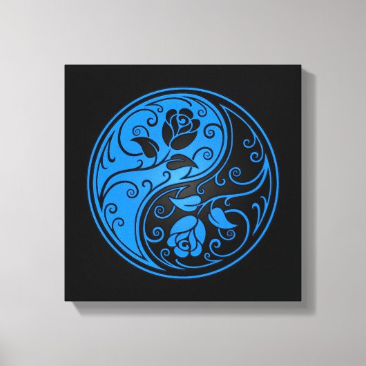 Blue and Black Yin Yang Rose Leinwanddruck (Vorderseite)