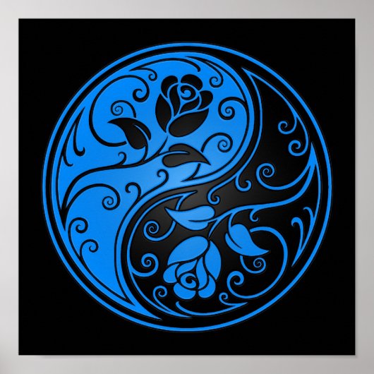 Blue and Black Yin Yang Rose Poster (Vorne)