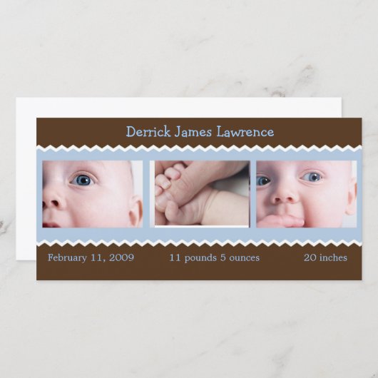 Blue and Brown Baby Ankündigung (Vorne/Hinten)