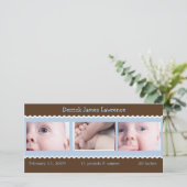 Blue and Brown Baby Ankündigung (Stehend Vorderseite)