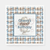 Blue and Brown Checkered Hearts   Serviette (Vorderseite)