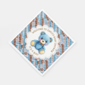 Blue and Brown Crocheted Teddy Bear It's a Boy Serviette (Ecke)