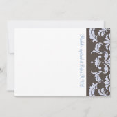 Blue and Brown Damask Baby Shower Einladung (Rückseite)