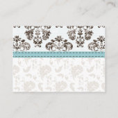Blue and Brown Damask Wedding Empfang Ca Begleitkarte (Rückseite)
