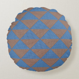 Blue and Brown Geometric Diamond Pattern | Modern  Rundes Kissen