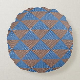 Blue and Brown Geometric Diamond Pattern | Modern  Rundes Kissen