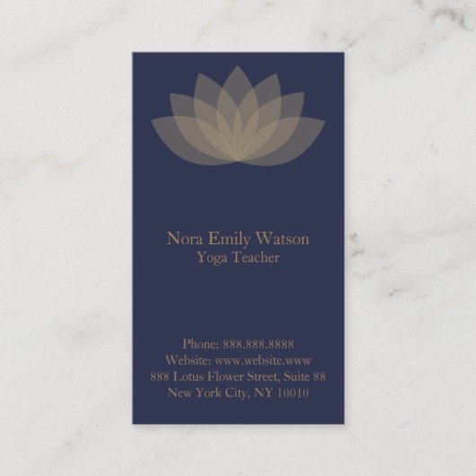 Blue and Brown Lotus Blume Business Cards Visitenkarte (Vorderseite)