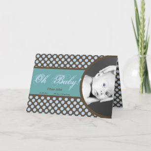 Blue and Brown Polka dot baby boy Thank you card Dankeskarte
