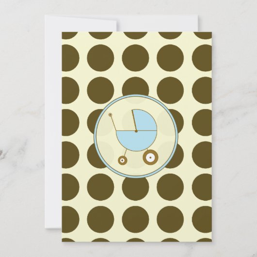 Blue and Brown Polka Dot Baby Dusche Einladung (Vorderseite)