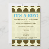 Blue and Brown Polka Dot Baby Dusche Einladung (Rückseite)