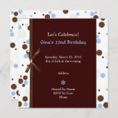 Blue and Brown Polka Dot Geburtstag Einladungen (Vorne/Hinten)