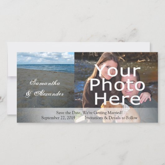 Blue and Brown Sands ~ Hochzeiten am Strand Save The Date (Vorderseite)