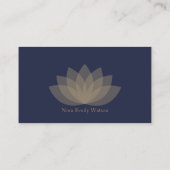 Blue and Brown Simple Lotus Blume Business Cards Visitenkarte (Rückseite)