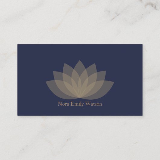 Blue and Brown Simple Lotus Blume Business Cards Visitenkarte (Rückseite)
