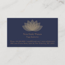 Blue and Brown Simple Lotus Blume Business Cards