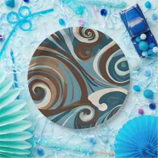 Blue and Brown Swirl Pappteller