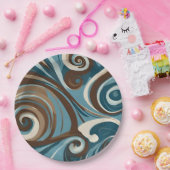 Blue and Brown Swirl Pappteller (Party)