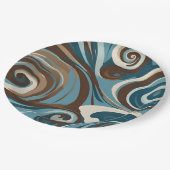 Blue and Brown Swirl Pappteller (Schrägansicht)