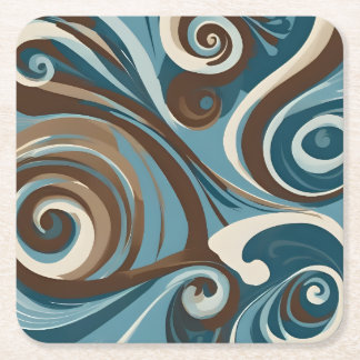 Blue and Brown Swirl Rechteckiger Pappuntersetzer