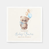 Blue and Brown Teddy Bear Baby Dusche Serviette (Vorderseite)