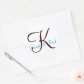 Blue and Brown Wedding Monogram Custom Aufkleber (Umschlag)