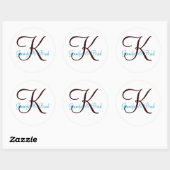 Blue and Brown Wedding Monogram Custom Aufkleber (Blatt)